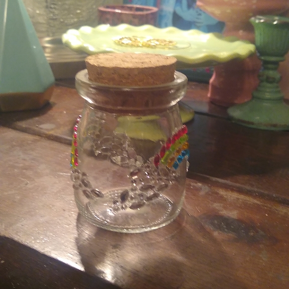 Hand Decorated Rhinestone Stash Jar - Picture 2 of 3